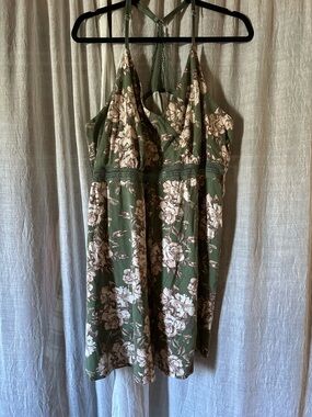 Cacique Olive & Floral Halter Nightgown